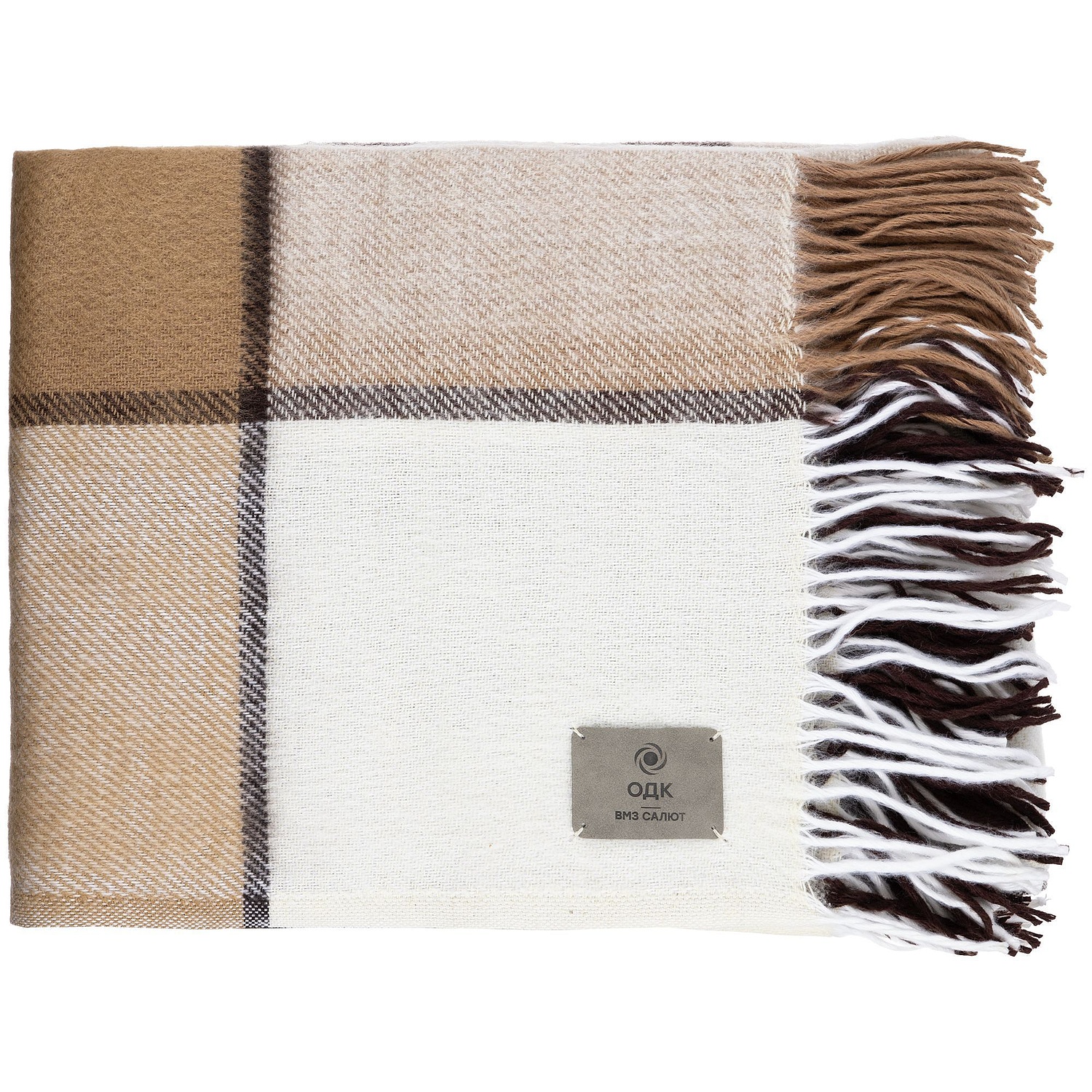 Плед Edinburgh, бежево-коричневый с логотипом