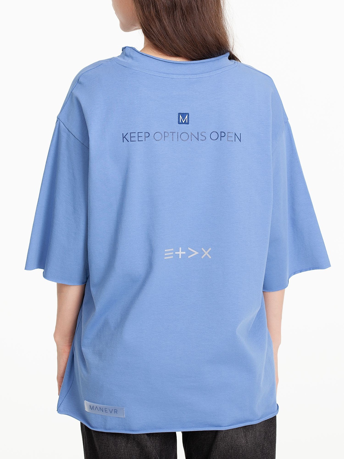 Футболка оверсайз Vozduh 2.0, синяя с логотипом