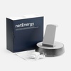 Bluetooth-колонка с беспроводной зарядкой и часами netEnergy, серая с логотипом