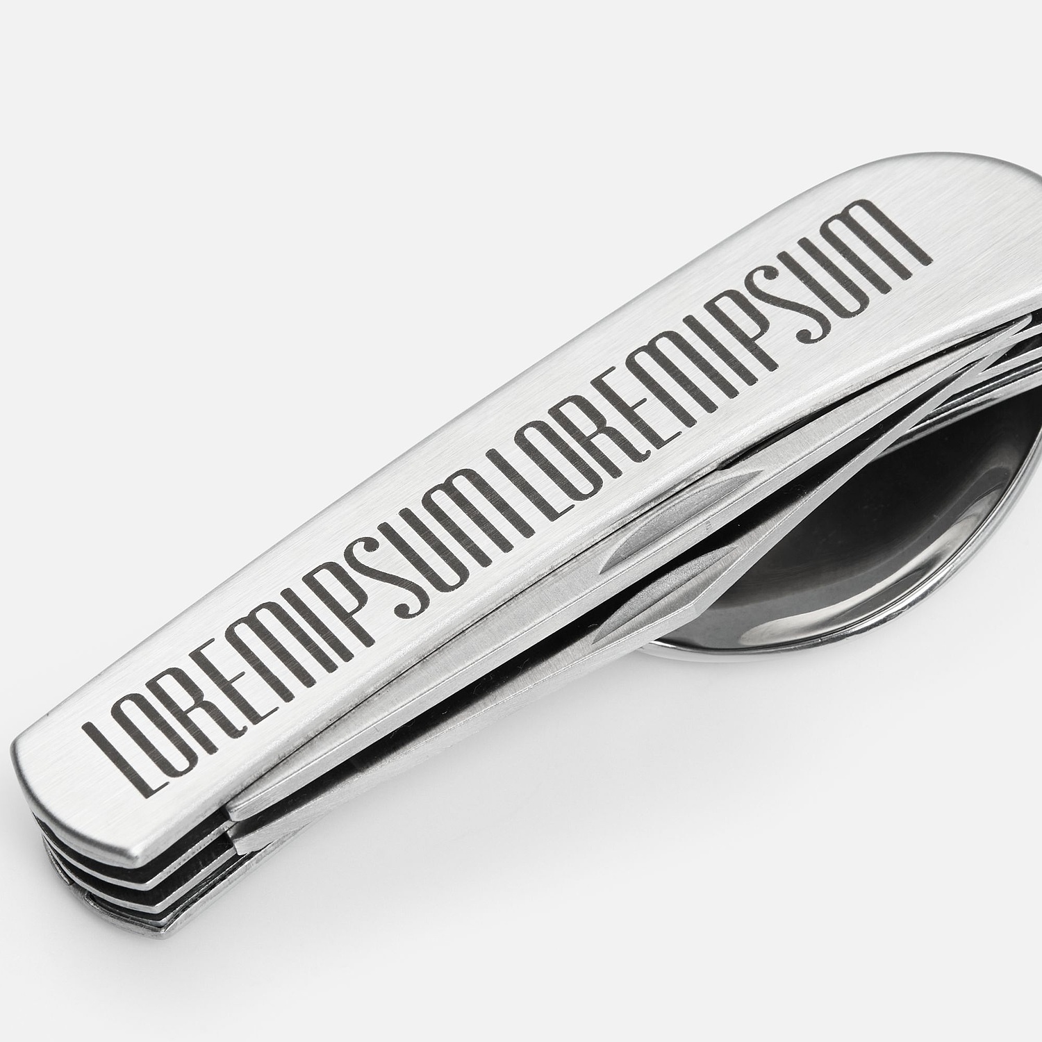 Походный складной столовый прибор Campsite Fold, стальной с логотипом