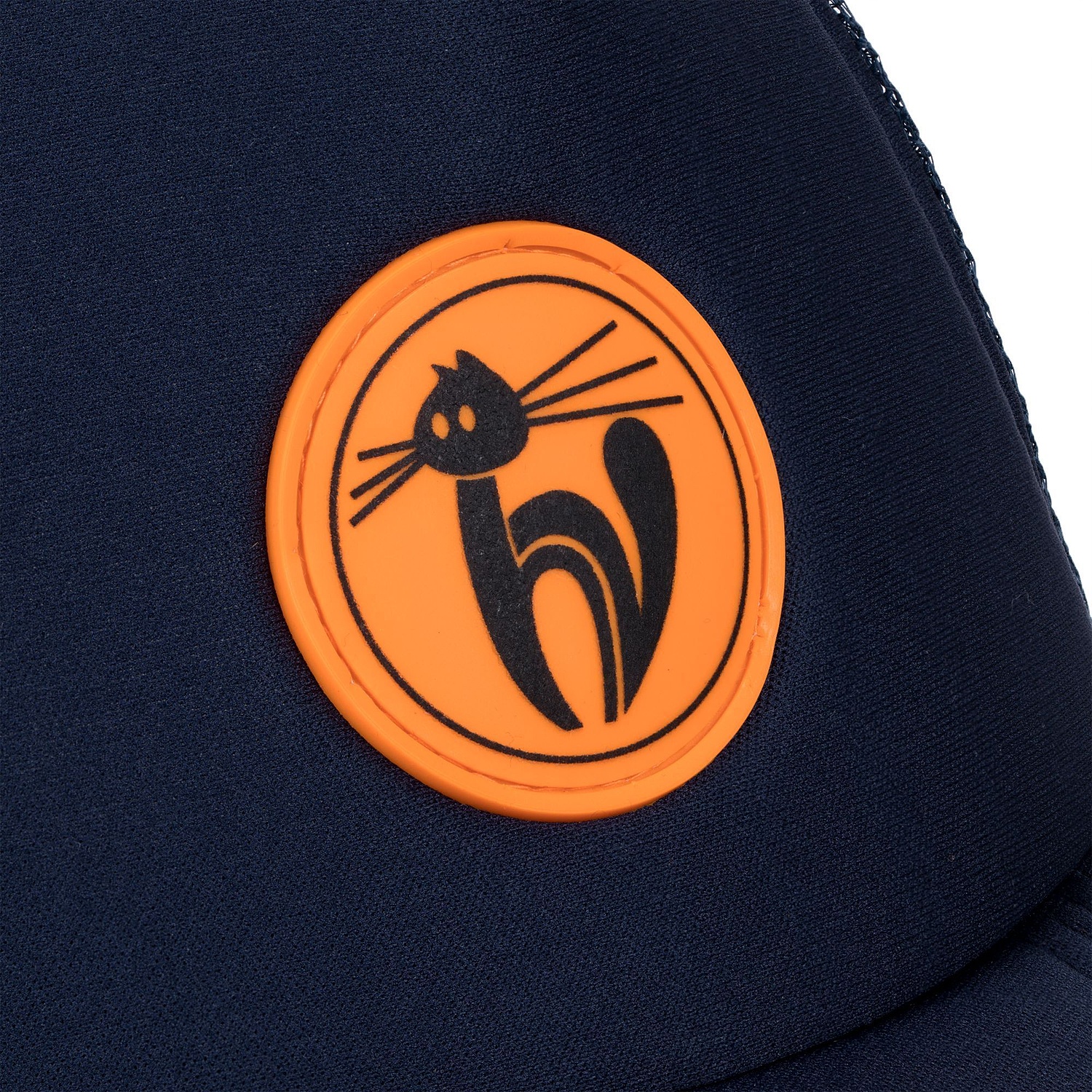 Лейбл из ПВХ Dzeta Round, L оранжевый неон с логотипом