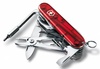 Офицерский нож CyberTool L, полупрозрачный красный с логотипом