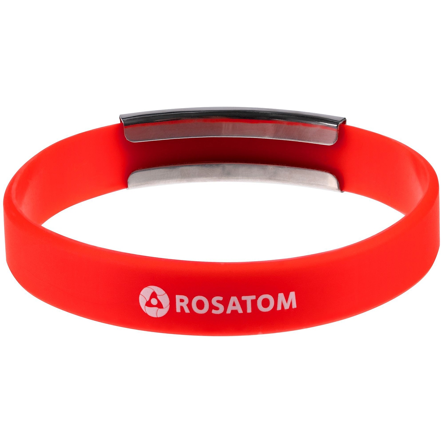 Силиконовый браслет Brisky с металлическим шильдом, красный с логотипом