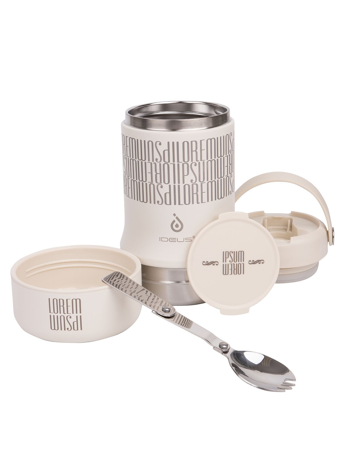 Термос для еды Tabenodo, белый (молочный) с логотипом