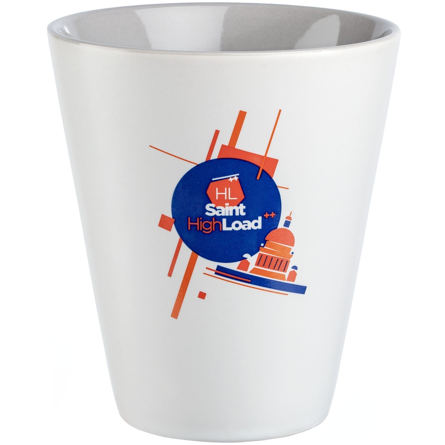 Кружка New Bell матовая, белая с серым с логотипом