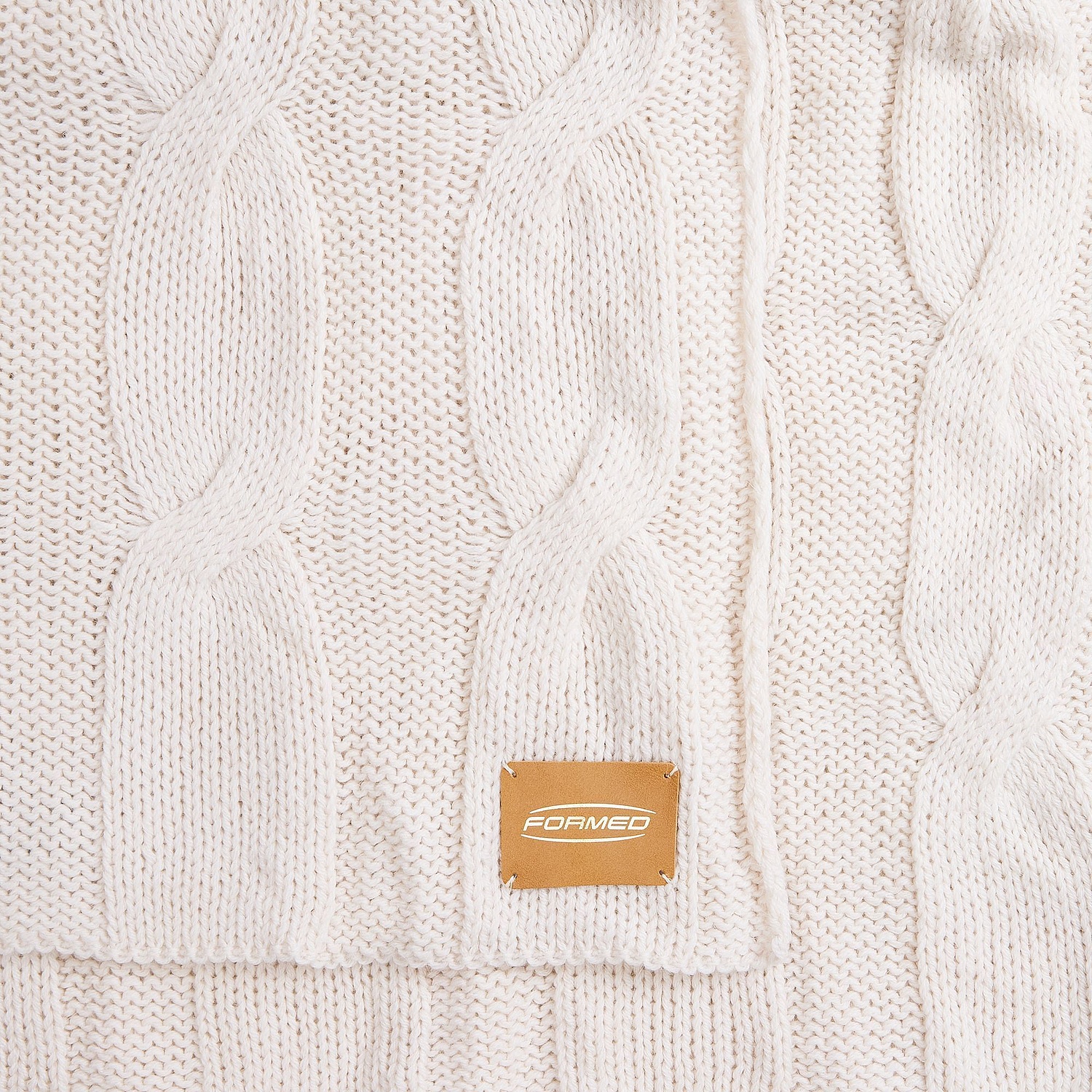 Лейбл кожаный Beta, XL, бежевый с логотипом