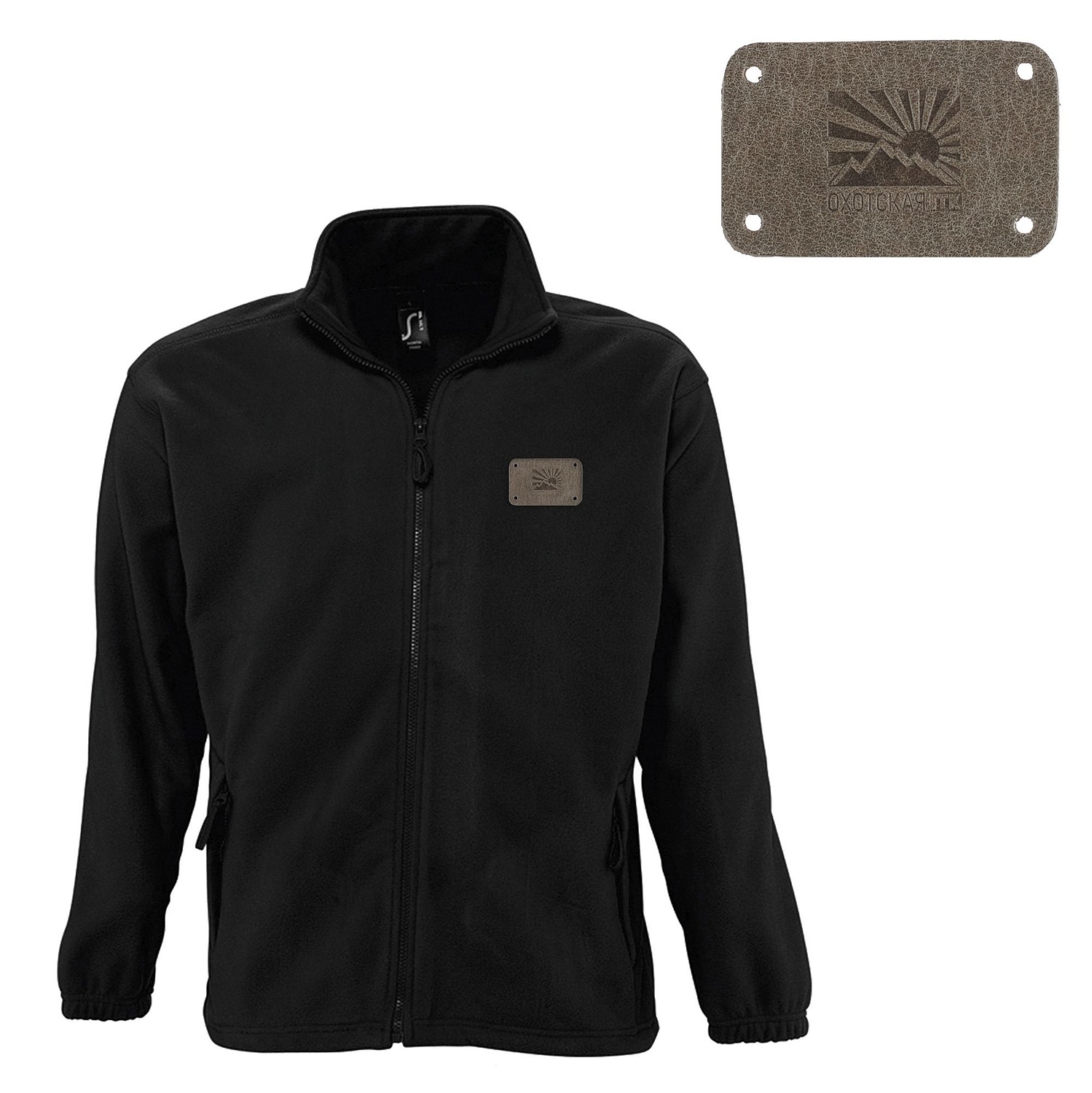 Лейбл кожаный Beta, XL, серый с логотипом