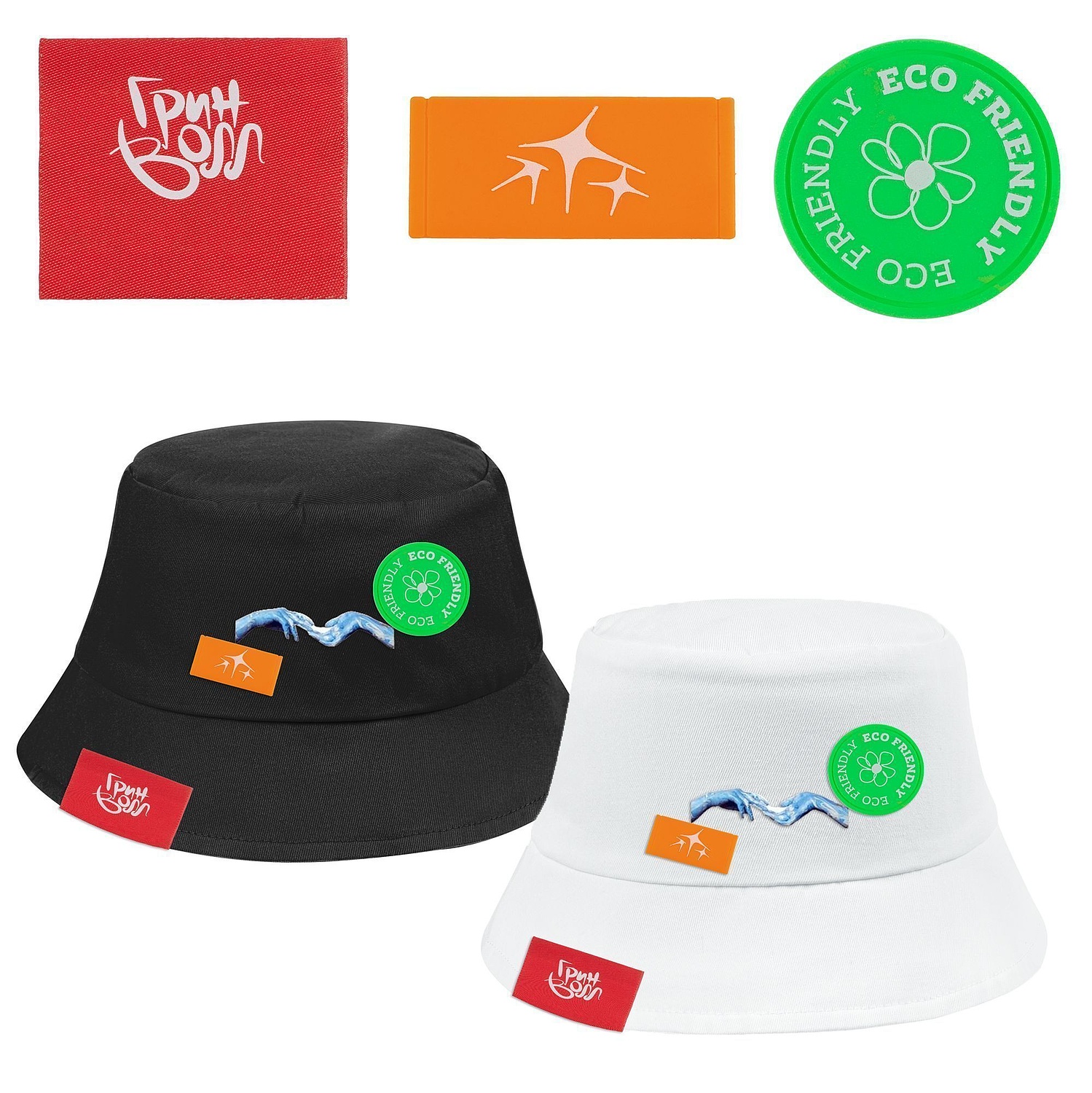 Лейбл из ПВХ Dzeta, XS, оранжевый неон с логотипом