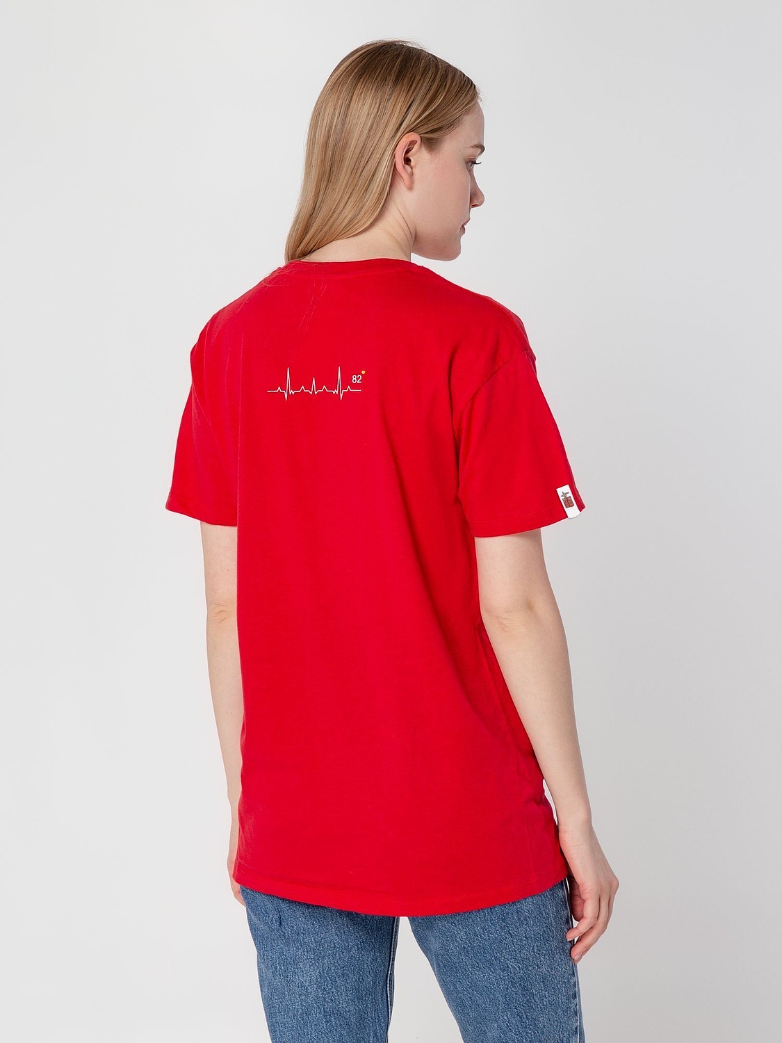 Футболка унисекс Regent 150, красная с логотипом