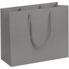 Пакет бумажный Porta S, горизонтальный, серый с логотипом