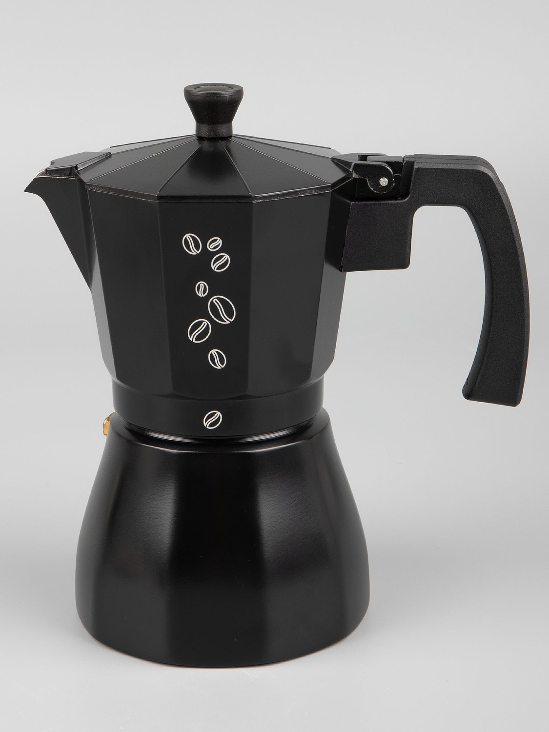 Гейзерная кофеварка Siena, черная с логотипом