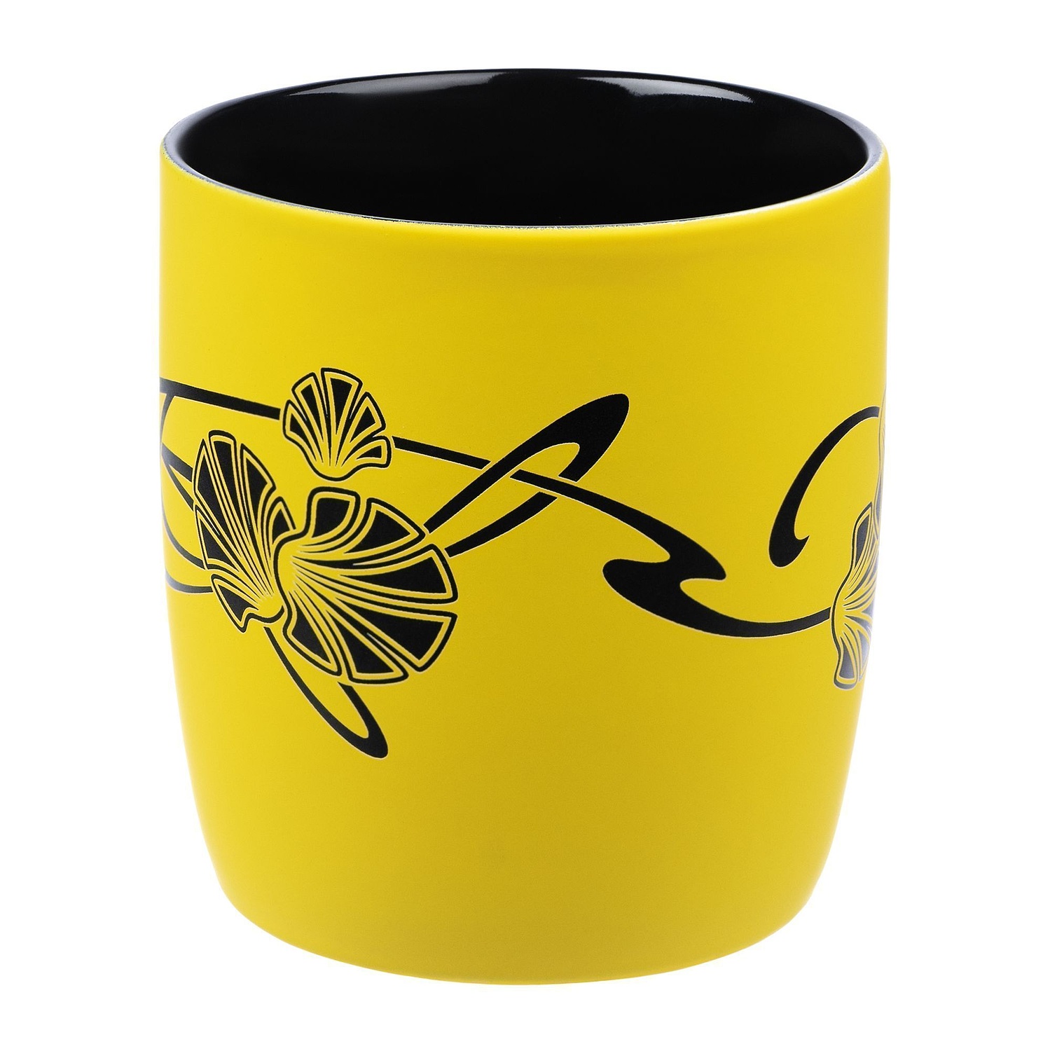 Кружка Surprise Touch Black с покрытием софт-тач, желтая с логотипом