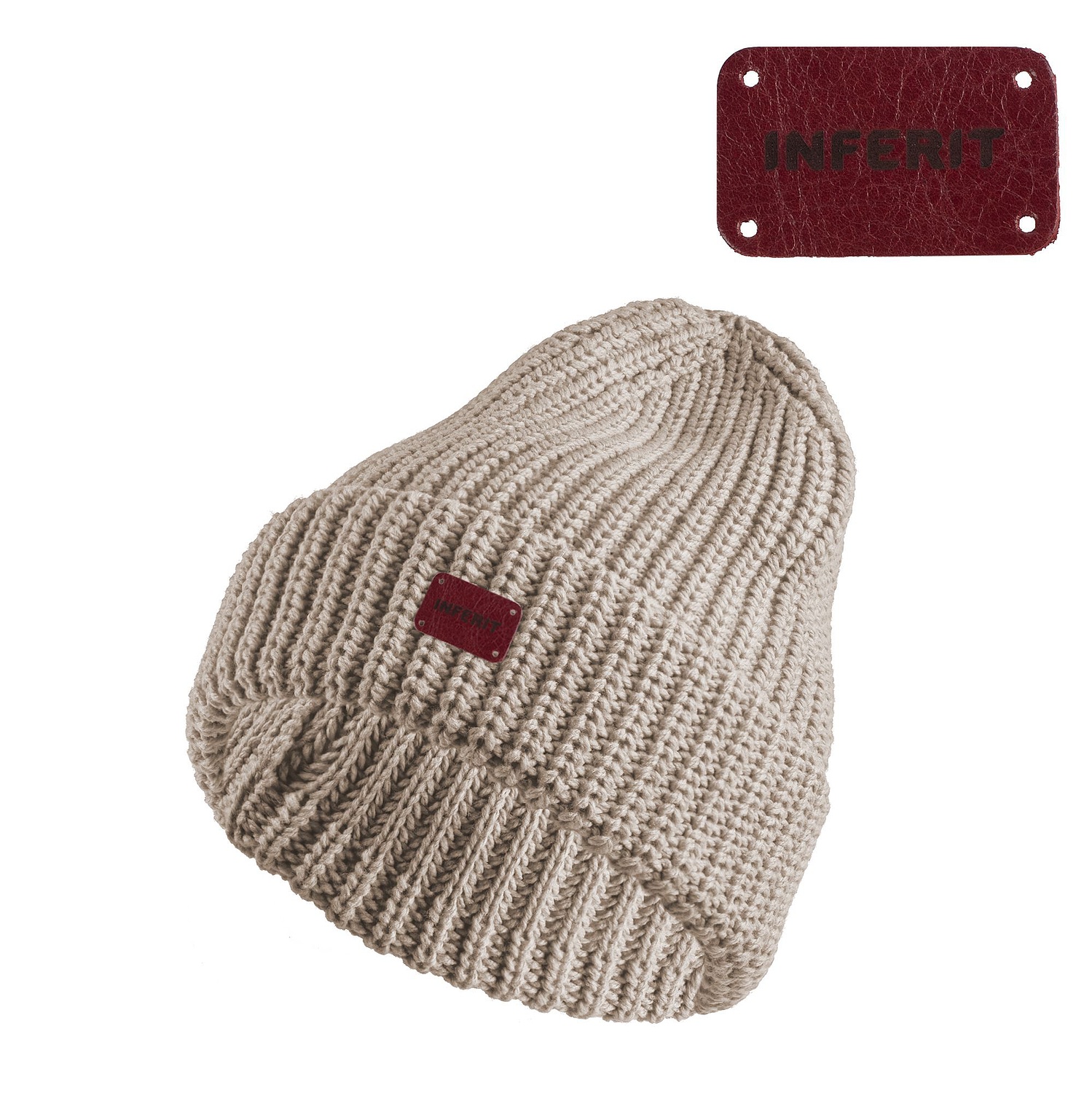 Лейбл кожаный Beta, S, красный с логотипом