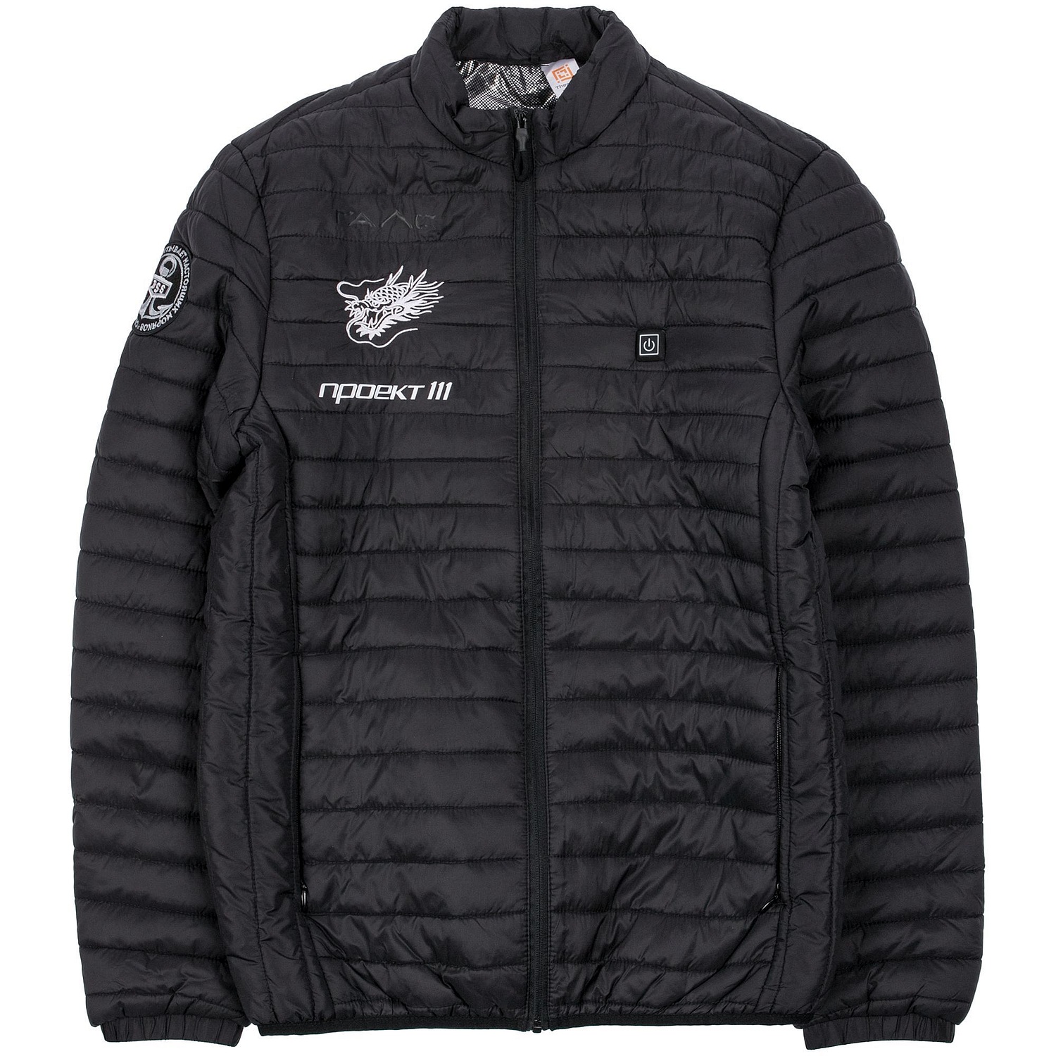 Куртка с подогревом Thermalli Meribell, черная с логотипом