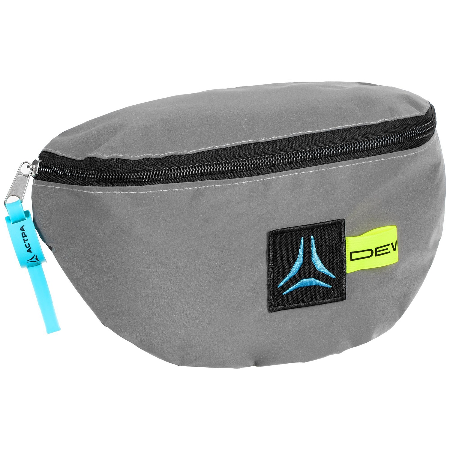 Поясная сумка Manifest из светоотражающей ткани, серая с логотипом