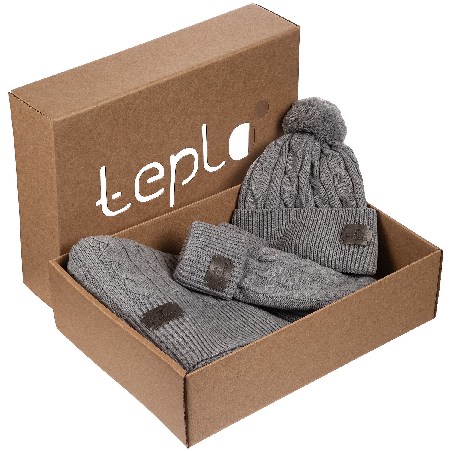 Коробка Teplo, большая, крафт с логотипом