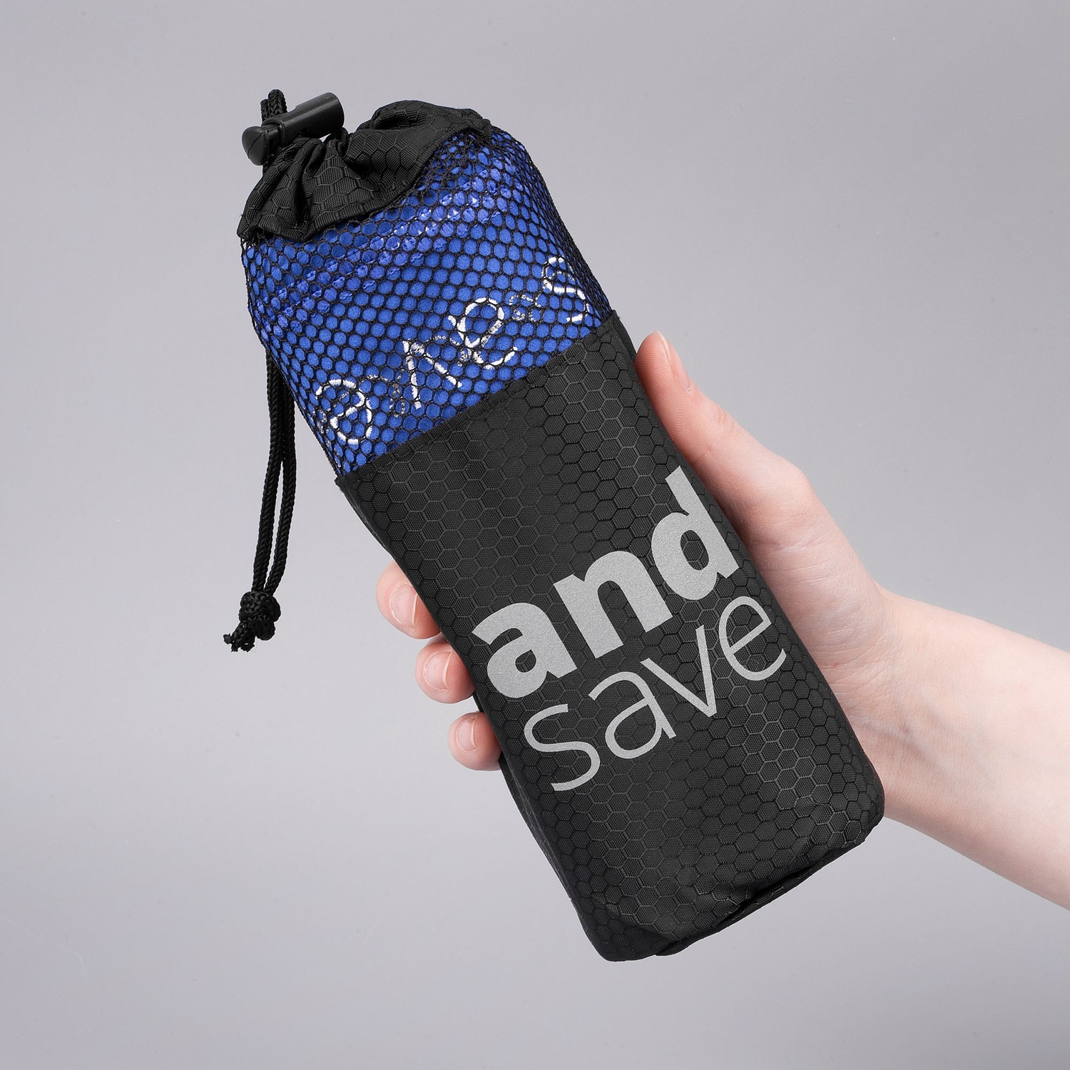 Полотенце спортивное Snaab, синее с логотипом