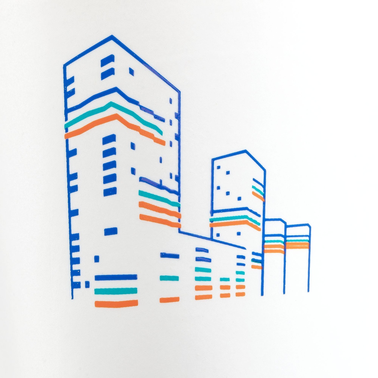 Кружка New Bell матовая, белая с голубым с логотипом