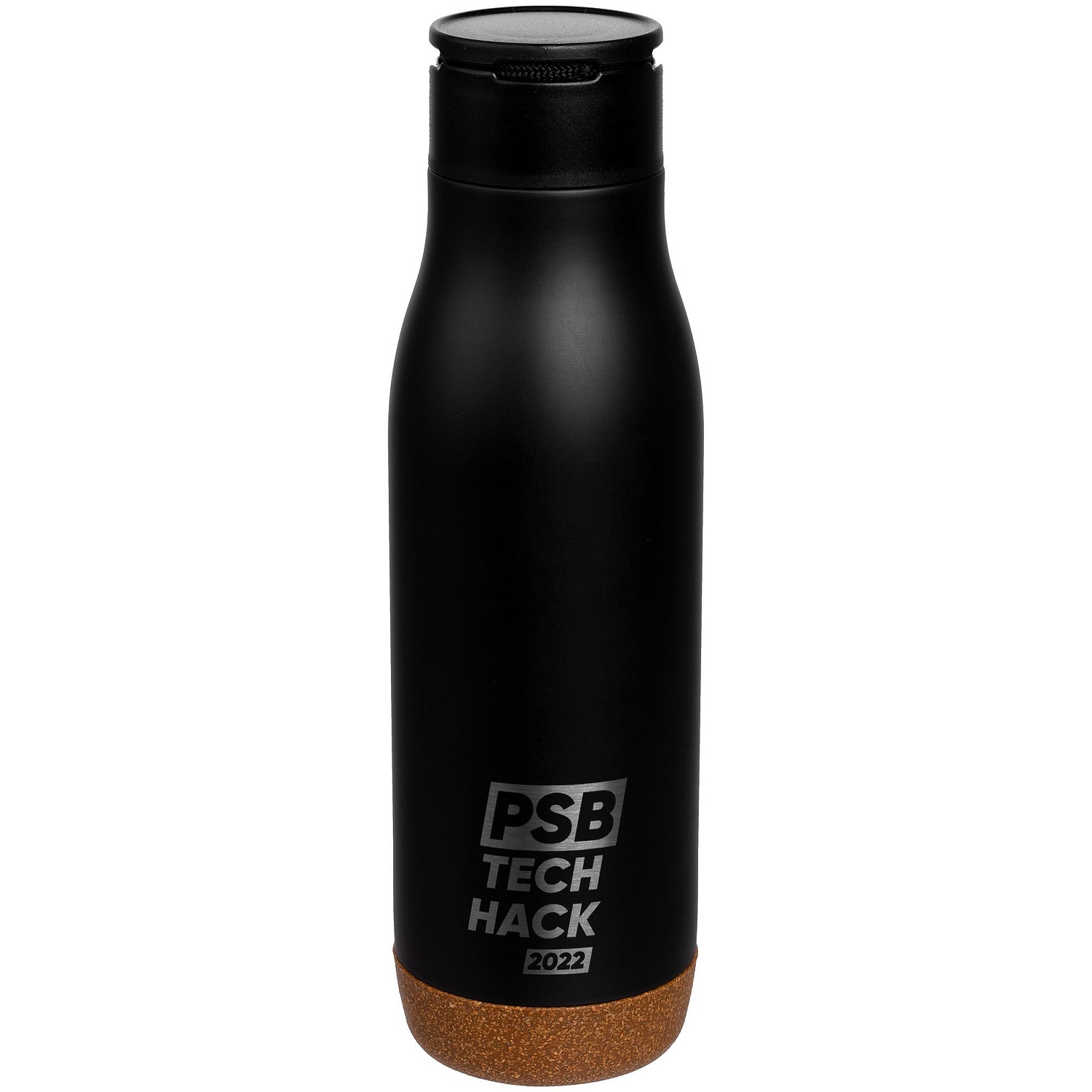 Термобутылка Steady, черная с логотипом