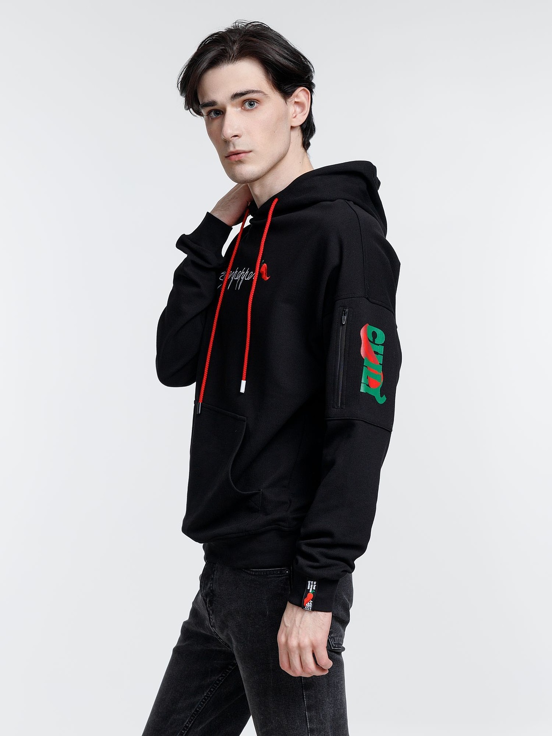 Худи унисекс Hand Some, черное с логотипом