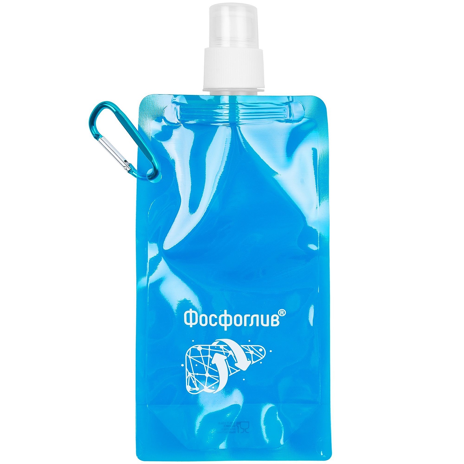 Складная бутылка HandHeld, синяя с логотипом