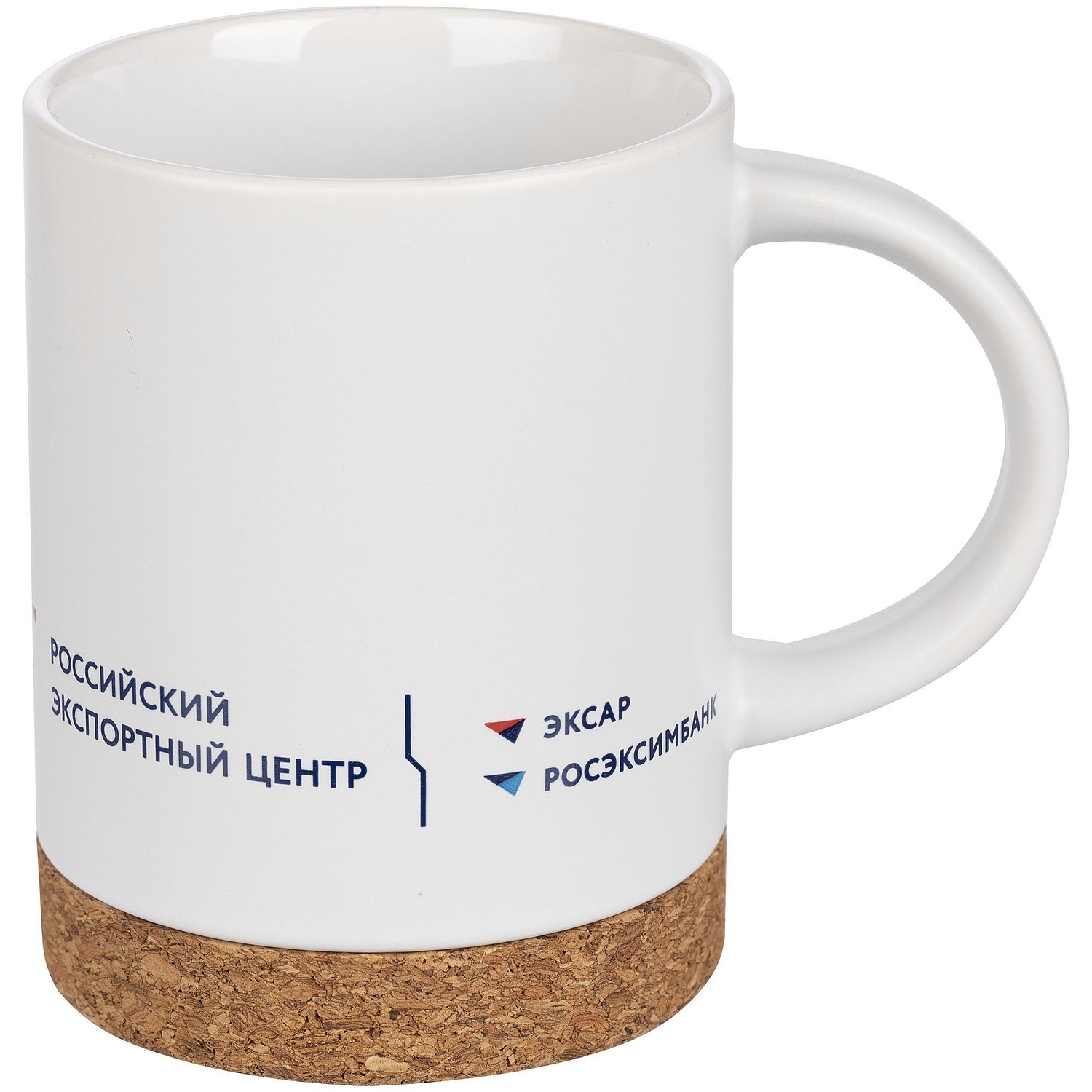 Кружка с пробковой подставкой Corky, белая с логотипом